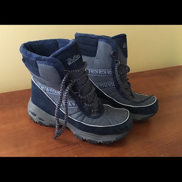 blue skechers boots